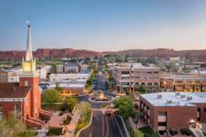 View of downtown St. George, Utah. St. George is ranked No. 1 in the 10 best small cities to start a business in 2025, according to a study by WalletHub.